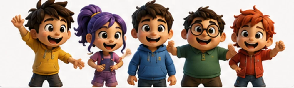 Anak-anak di Wonder City berdiri berjajar sambil tersenyum